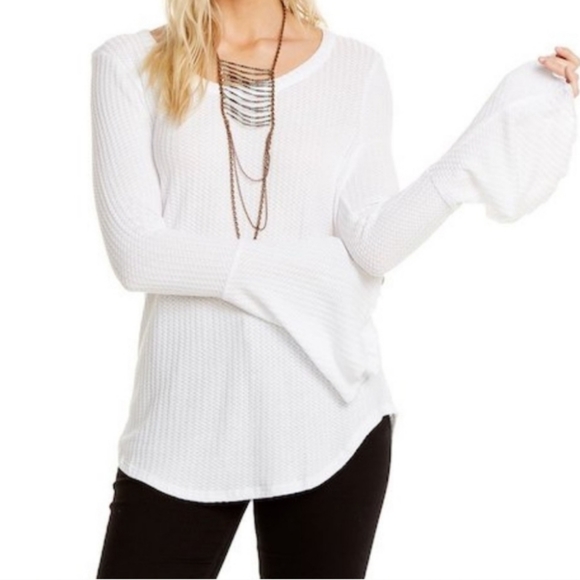 CHASER Gray Ribbed Top Flounce Sleeve Size Medium NWT Host Pick - Picture 4 of 9